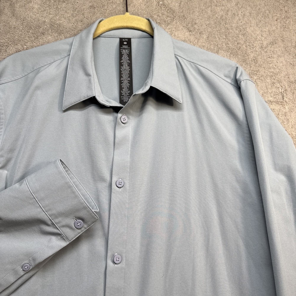 Lululemon Tech Button Up Shirt Quick Dry Stretch Slate Blue Men's XL